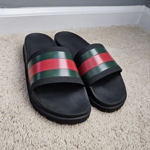 Gucci Web rubber slide sandal